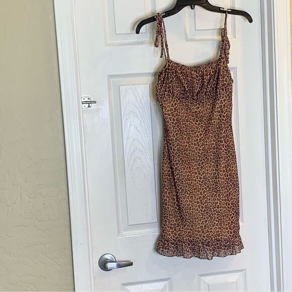 Tiger Mist Mona Leopard Mini bodycon ruffle hem dress size XL - Picture 3 of 12